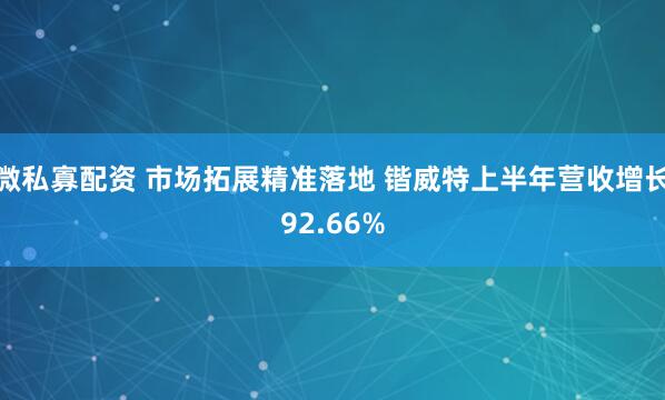 微私寡配资 市场拓展精准落地 锴威特上半年营收增长92.66%
